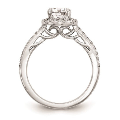 14K White Gold Halo Plus (Holds 1 carat (6.5mm) Round Center) 1/2 carat Diamond Semi-Mount Engagement Ring