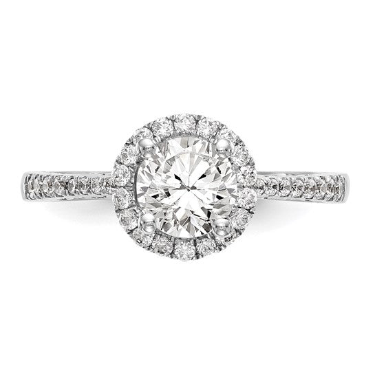 14K White Gold Round Diamond Semi-Mount Halo Engagement Ring