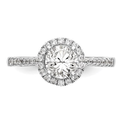 14K White Gold Round Diamond Semi-Mount Halo Engagement Ring