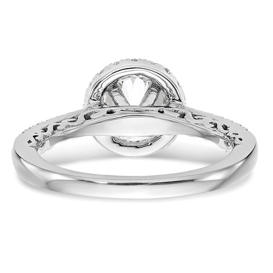 14K White Gold Round Diamond Semi-Mount Halo Engagement Ring