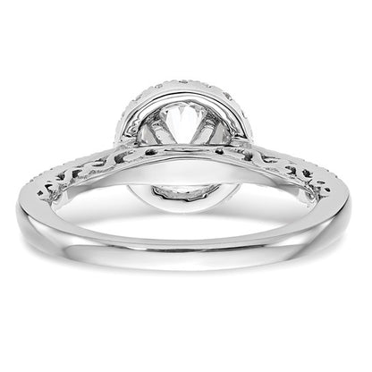 14K White Gold Round Diamond Semi-Mount Halo Engagement Ring