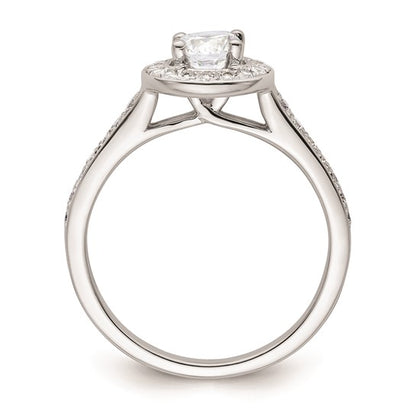 14K White Gold Halo Plus (Holds 1/2 carat (5.2mm) Round Center) 1/3 carat Diamond Semi-Mount Engagement Ring