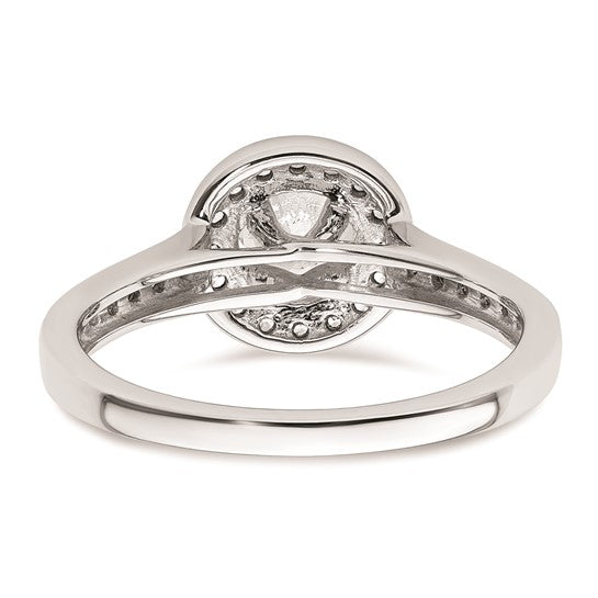 14K White Gold Halo Plus (Holds 1/2 carat (5.2mm) Round Center) 1/3 carat Diamond Semi-Mount Engagement Ring