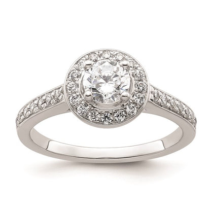 14K White Gold Halo Plus (Holds 1/2 carat (5.2mm) Round Center) 1/3 carat Diamond Semi-Mount Engagement Ring