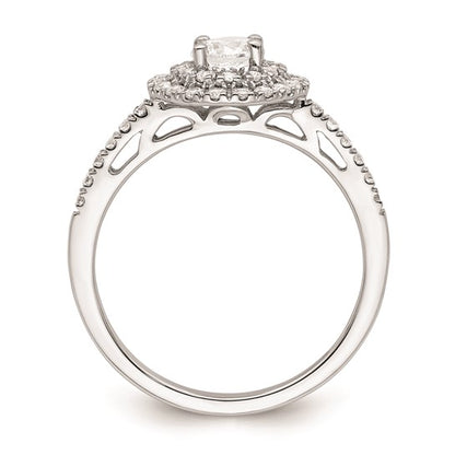 14k White Gold Double Halo (Holds 1/4 carat (4.7mm) Round Center) 3/8 carat Diamond Semi-Mount Engagement Ring