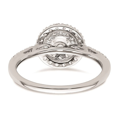 14k White Gold Double Halo (Holds 1/4 carat (4.7mm) Round Center) 3/8 carat Diamond Semi-Mount Engagement Ring