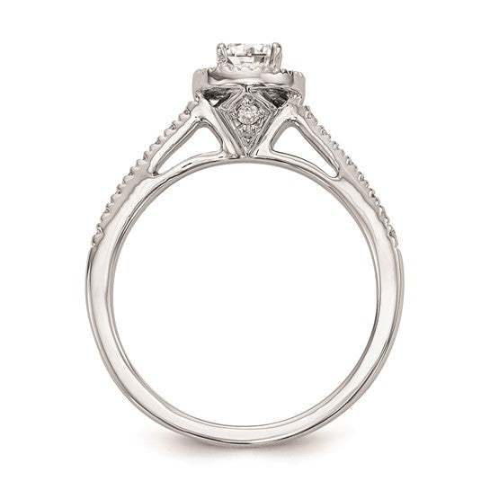 14K White Gold Halo Plus (Holds 1/3 carat (4.5mm) Round Center) 1/5 carat Diamond Semi-Mount Engagement Ring