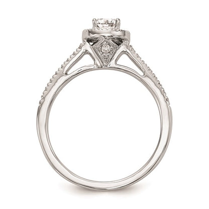 14K White Gold Halo Plus (Holds 1/3 carat (4.5mm) Round Center) 1/5 carat Diamond Semi-Mount Engagement Ring