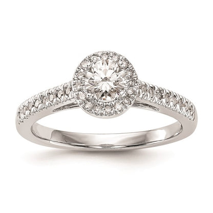 14K White Gold Halo Plus (Holds 1/3 carat (4.5mm) Round Center) 1/5 carat Diamond Semi-Mount Engagement Ring