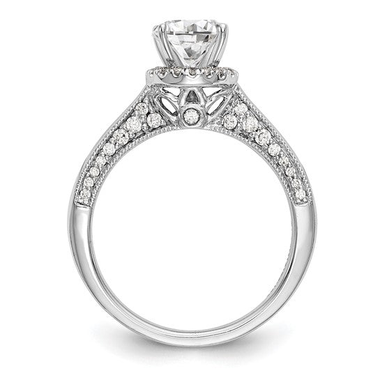 14K White Gold Round Diamond Semi-Mount Halo Engagement Ring