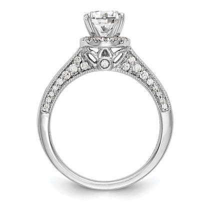 14K White Gold Round Diamond Semi-Mount Halo Engagement Ring