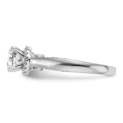 14K White Gold Round Diamond Semi-Mount Halo Engagement Ring