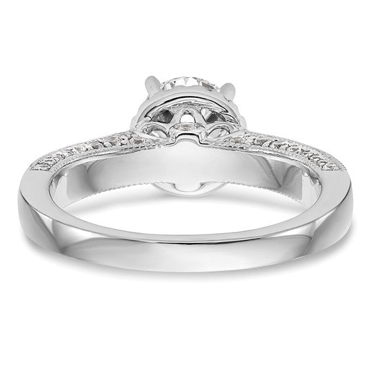 14K White Gold Round Diamond Semi-Mount Halo Engagement Ring