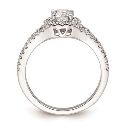 14K White Gold Halo Plus (Holds 1/2 carat (5.2mm) Round Center) 1/2 carat Diamond Semi-Mount Engagement Ring