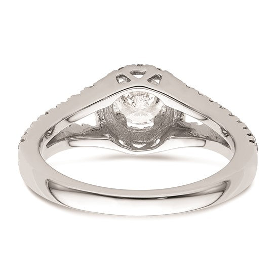 14K White Gold Halo Plus (Holds 1/2 carat (5.2mm) Round Center) 1/2 carat Diamond Semi-Mount Engagement Ring