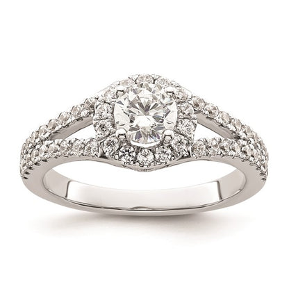 14K White Gold Halo Plus (Holds 1/2 carat (5.2mm) Round Center) 1/2 carat Diamond Semi-Mount Engagement Ring