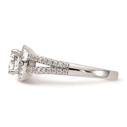 14K White Gold Halo Plus (Holds 3/4 carat (6.00mm) Round Center) 1/3 carat Diamond Semi-Mount Engagement Ring