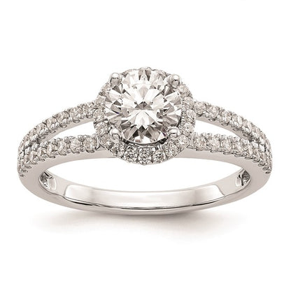 14K White Gold Halo Plus (Holds 3/4 carat (6.00mm) Round Center) 1/3 carat Diamond Semi-Mount Engagement Ring