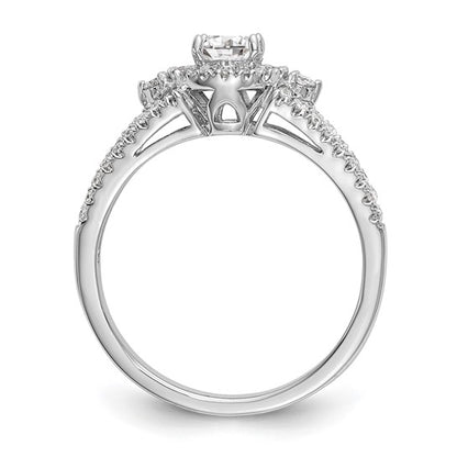 14K White Gold Round Diamond Semi-Mount Halo Engagement Ring