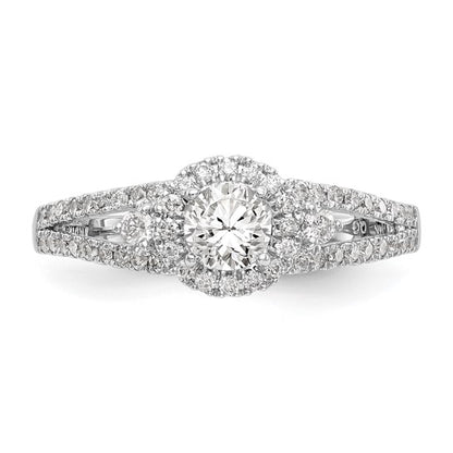 14K White Gold Round Diamond Semi-Mount Halo Engagement Ring