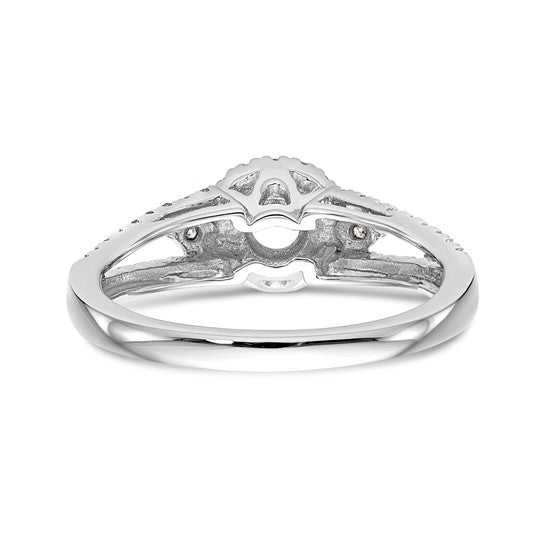 14K White Gold Round Diamond Semi-Mount Halo Engagement Ring