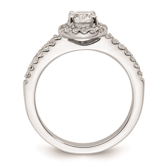 14K White Gold Halo Plus (Holds 3/4 carat (5.2mm) Round Center) 3/8 carat Diamond Semi-Mount Engagement Ring