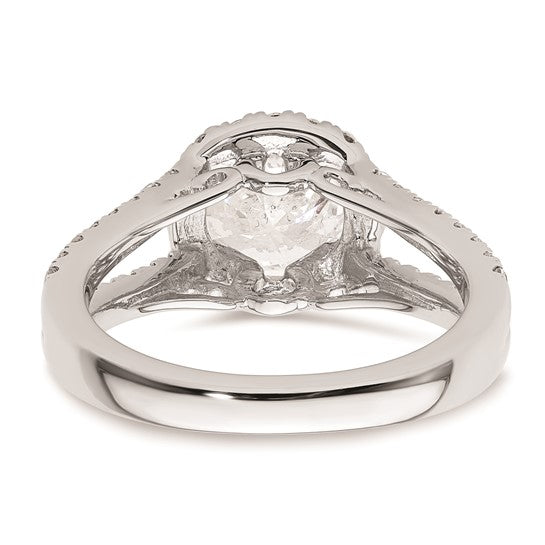 14K White Gold Halo Plus (Holds 1.5 carat (7.5mm) Round Center) 5/8 carat Diamond Semi-Mount Engagement Ring