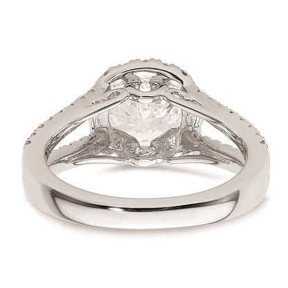 14K White Gold Halo Plus (Holds 1.5 carat (7.5mm) Round Center) 5/8 carat Diamond Semi-Mount Engagement Ring