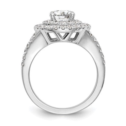 14KW Round Diamond Semi-Mount Double Halo Engagement Ring