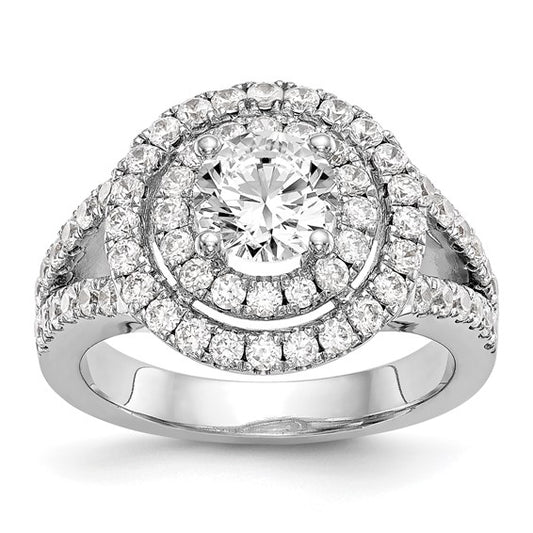 14KW Round Diamond Semi-Mount Double Halo Engagement Ring