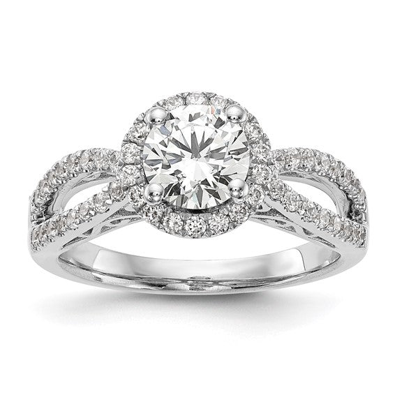 14K White Gold Round Lab Grown Dia VS/SI GH, Semi-Mount Eng Ring