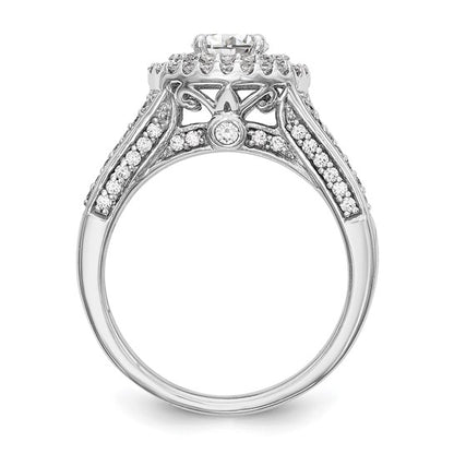 14K White Gold Round Diamond Semi-Mount Halo Engagement Ring