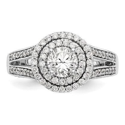 14K White Gold Round Diamond Semi-Mount Halo Engagement Ring