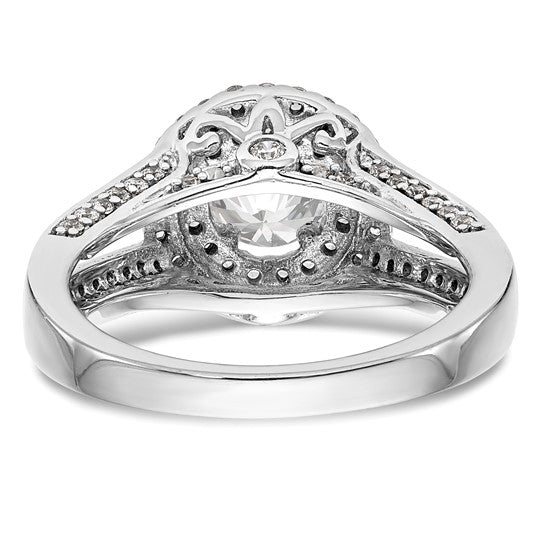 14K White Gold Round Diamond Semi-Mount Halo Engagement Ring