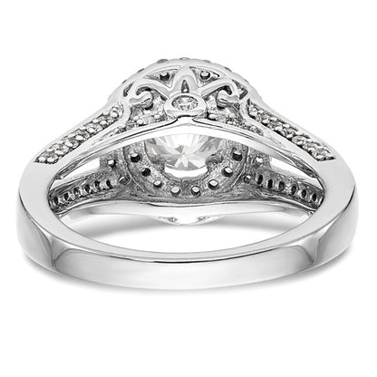 14K White Gold Round Diamond Semi-Mount Halo Engagement Ring