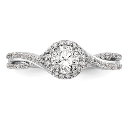 14K White Gold Lab Grown Diamond Complete Halo Engagement Ring
