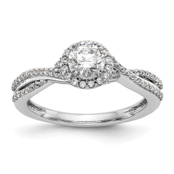 14K White Gold Lab Grown Diamond Complete Halo Engagement Ring