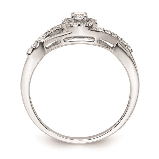 14K White Gold Halo Plus (Holds 1/10 carat (2.8mm) Round Center) 1/5 carat Diamond Semi-Mount Engagement Ring