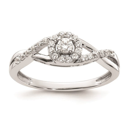 14K White Gold Halo Plus (Holds 1/10 carat (2.8mm) Round Center) 1/5 carat Diamond Semi-Mount Engagement Ring