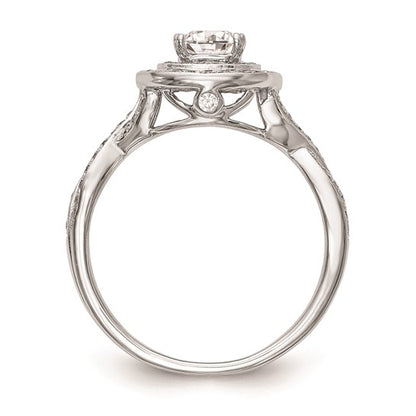 14K White Gold Halo Plus (Holds 1/2 carat (5.00mm) Cushion Center) 3/8 carat Diamond Semi-Mount Engagement Ring