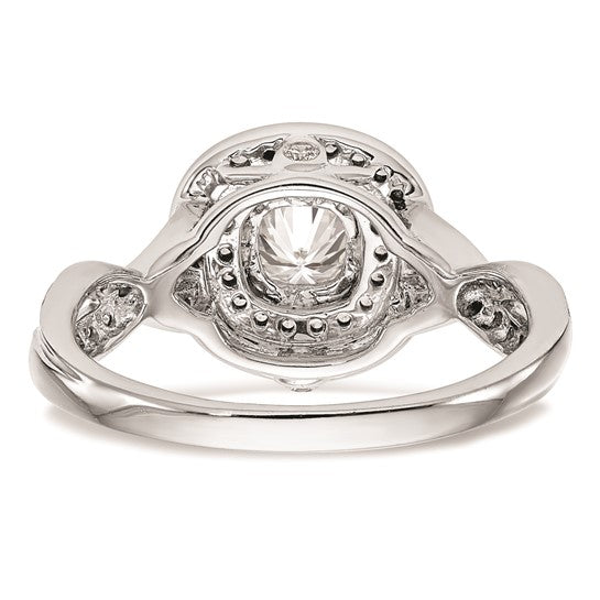 14K White Gold Halo Plus (Holds 1/2 carat (5.00mm) Cushion Center) 3/8 carat Diamond Semi-Mount Engagement Ring