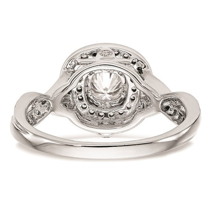 14K White Gold Halo Plus (Holds 1/2 carat (5.00mm) Cushion Center) 3/8 carat Diamond Semi-Mount Engagement Ring