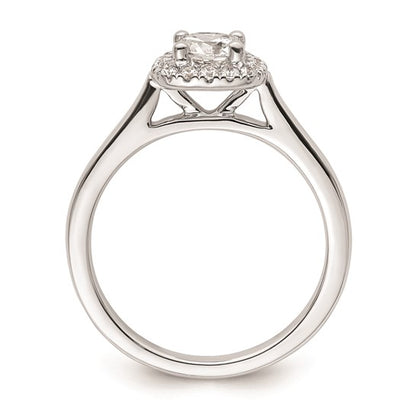 14K White Gold Halo (Holds 1/2 carat (5.2mm) Round Center) 1/6 carat Diamond Semi-Mount Engagement Ring