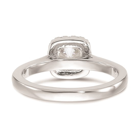 14K White Gold Halo (Holds 1/2 carat (5.2mm) Round Center) 1/6 carat Diamond Semi-Mount Engagement Ring