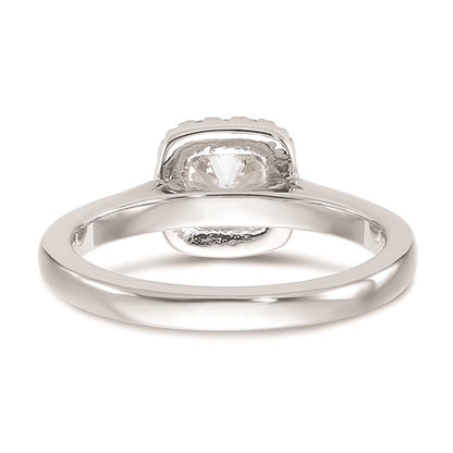 14K White Gold Halo (Holds 1/2 carat (5.2mm) Round Center) 1/6 carat Diamond Semi-Mount Engagement Ring