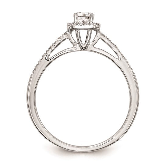 14K White Gold Halo Plus (Holds 1/4 carat (4.00mm) Round Center) 1/8 carat Diamond Semi-Mount Engagement Ring