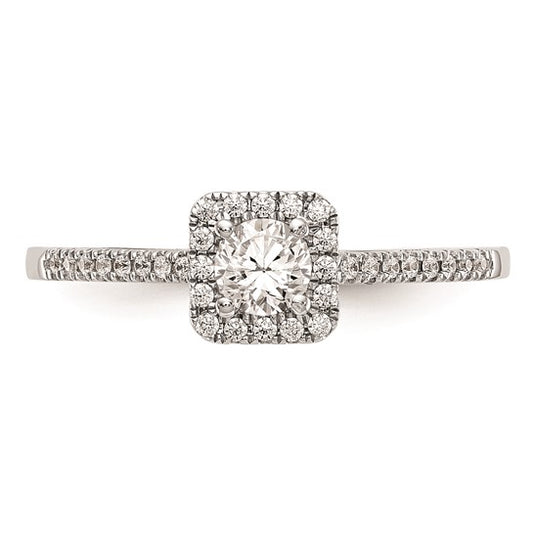 14K White Gold Halo Plus (Holds 1/4 carat (4.00mm) Round Center) 1/8 carat Diamond Semi-Mount Engagement Ring