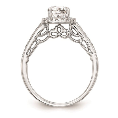 14K White Gold Halo Plus (Holds 3/4 carat (6.00mm) Round Center) 1/3 carat Diamond Semi-Mount Engagement Ring