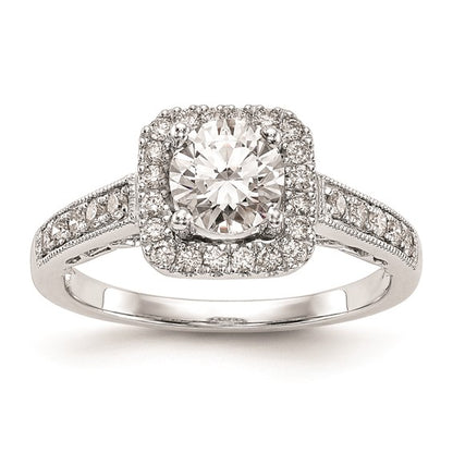 14K White Gold Halo Plus (Holds 3/4 carat (6.00mm) Round Center) 1/3 carat Diamond Semi-Mount Engagement Ring