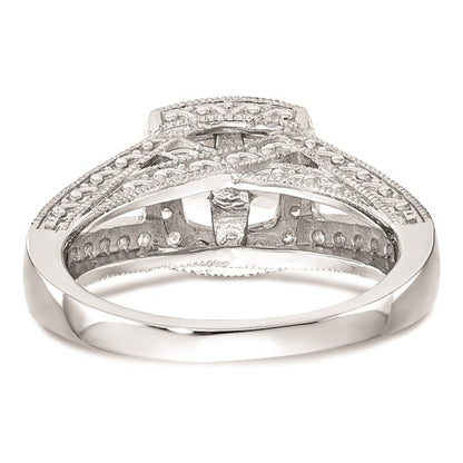 14K White Gold Halo Plus Peg Set 5/8 carat Diamond Semi-Mount Engagement Ring